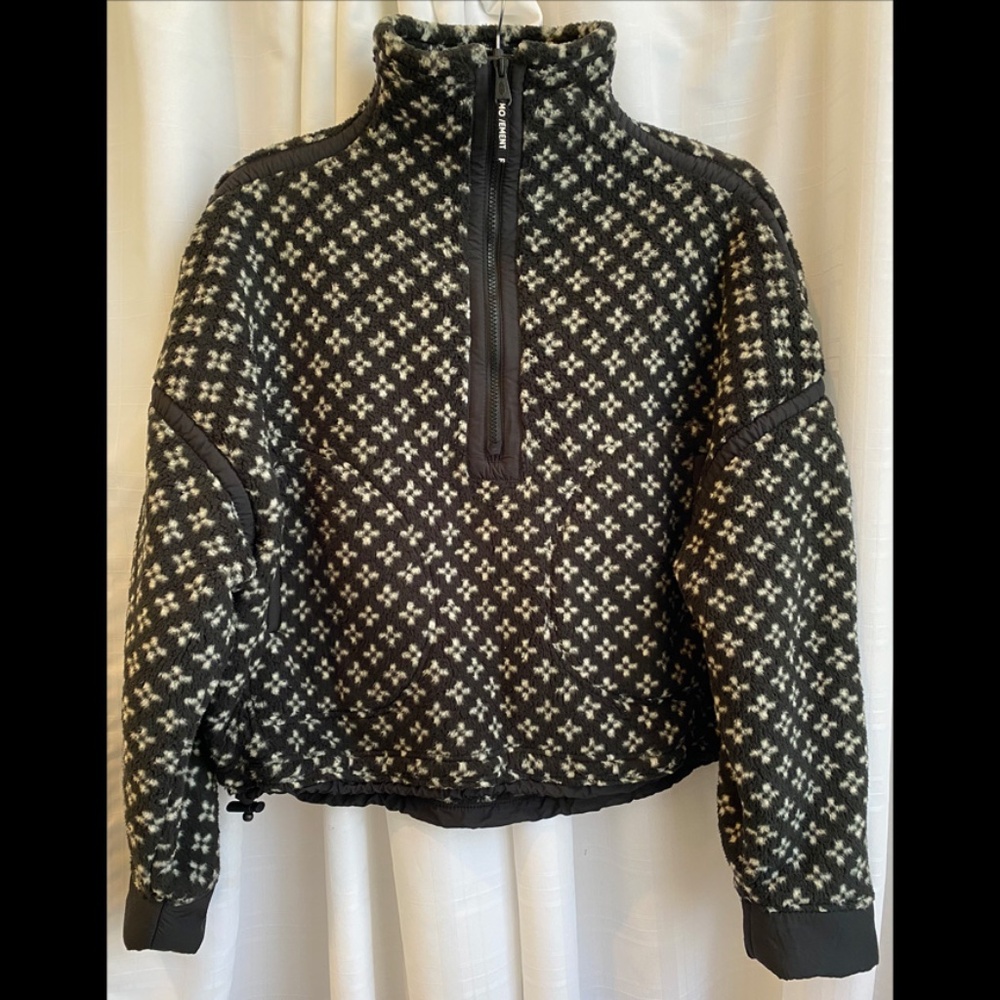 NWOT Free People Movement Mountain High Half Zip in Birdseye Riviera Black RARE!